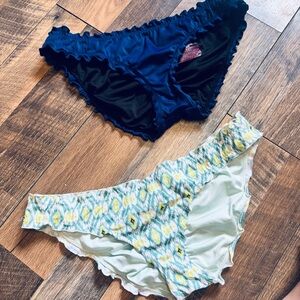 Victoria's Secret Navy & Black Ruffle Cheeky Swim bundle